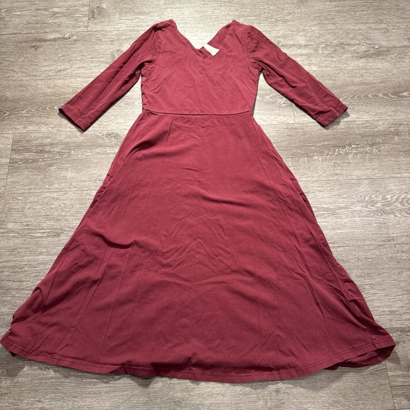 Pact Dresses & Skirts - Pact Dress Womens Small Red Fit And Flare Organic Cotton Stretch V Neck Lounge